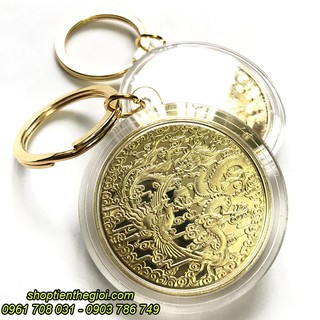 MÓC KHÓA XU VÀNG HÌNH LONG PHỤNG SUM VẦY - QUÀ TẶNG Ý NGHĨA - TMT COLLECTION - SP000415