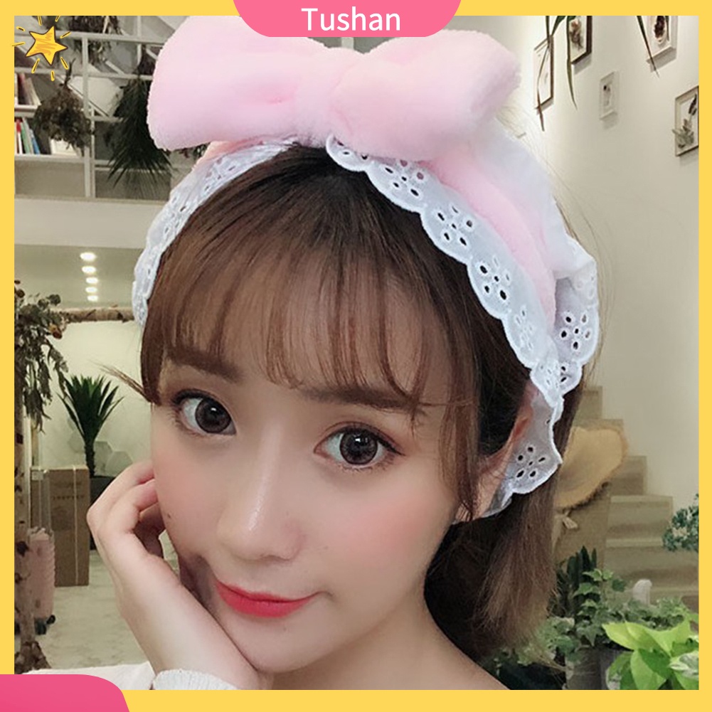 Băng đô co giãn phối ren xinh xắn buộc nơ đáng yêu dành cho nữ