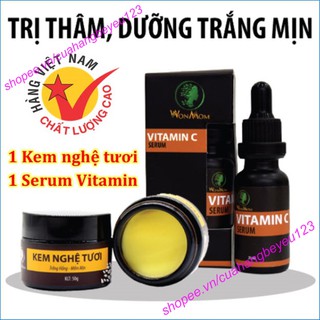 COMBO giảm thâm dưỡng da trắng mịn Wonmom 1 Kem nghệ tươi + 1 Serum