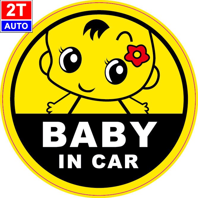 Decal Sticker Baby In Car dán ô tô xe hơi- cảnh báo có trẻ nhỏ trong xe -HÌNH NGẪU NHIÊN:   SKU:294