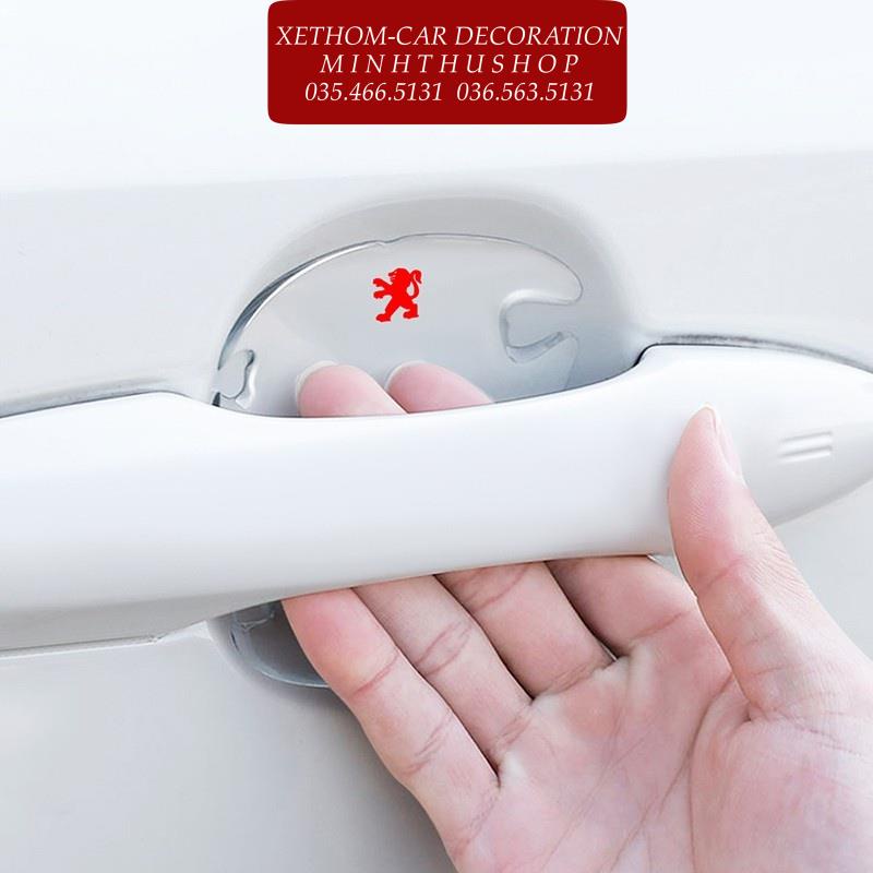 (Peogeot) Bộ 10 Miếng Dán Silicon Chống Xước Hõm Cửa, Tay Nắm Cửa và Gương Có Logo Hãng Xe (Peogeot)