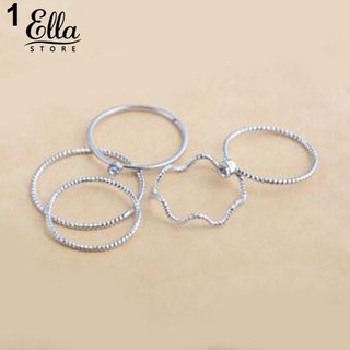 Bộ 5 chiếc nhẫn kiểu dáng thời trang đính đá độc đáo