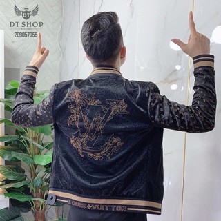 ÁO KHOÁC LV LOGO THÊU CAO CẤP- ÁO KHOÁC BOMBER NAM LV.