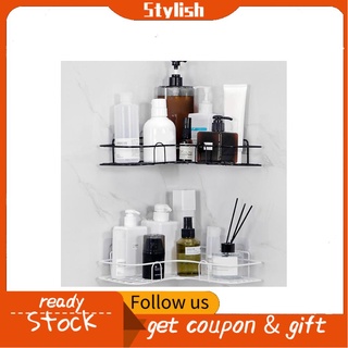 Stylish365 Bathroom Shelf Punch Free Wall Mounted Floating Storage Rack Corner Shower Caddy