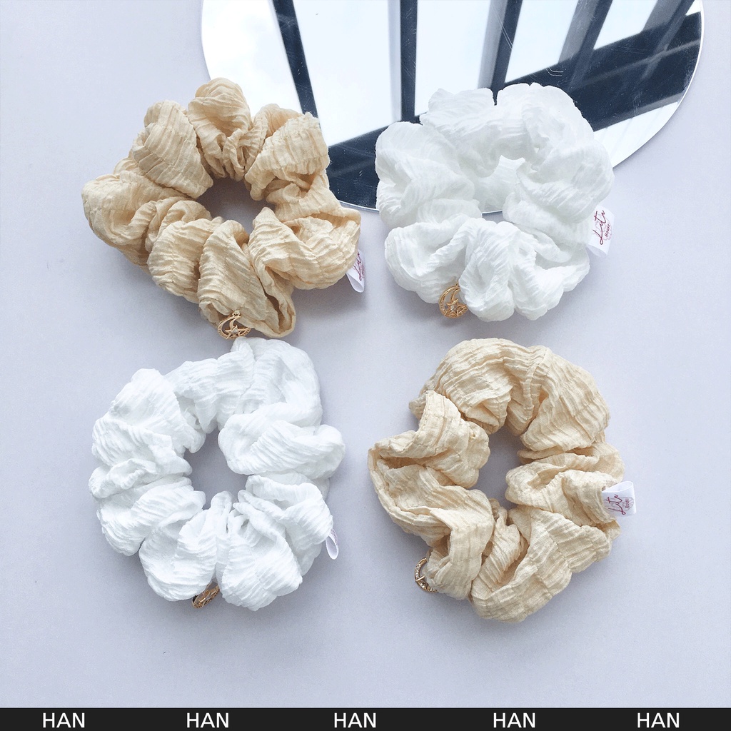 HAN - Dây chun buộc tóc Linen nhăn Scrunchies Handmade