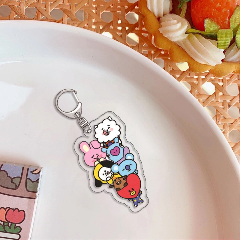 Móc khóa nhựa in hình nhân vật BT21 dễ thương