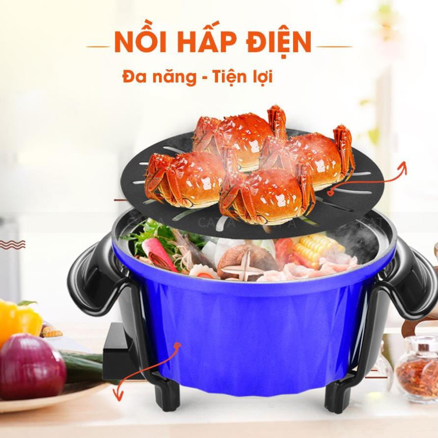 [GIÁ SALE SỐC] Nồi hấp điện đa năng cao cấp màu xanh- Công suất thấp, tiết kiệm điện - Chống dính, áp suất chân không !