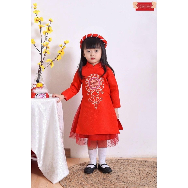 Set Áo dài cách tân gấm cao cấp cho bé trai bé gái