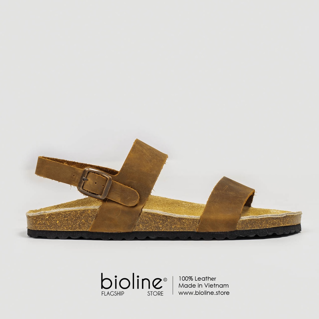 D15-Dép Sandal Birken da bò quai ngang Bioline Unisex
