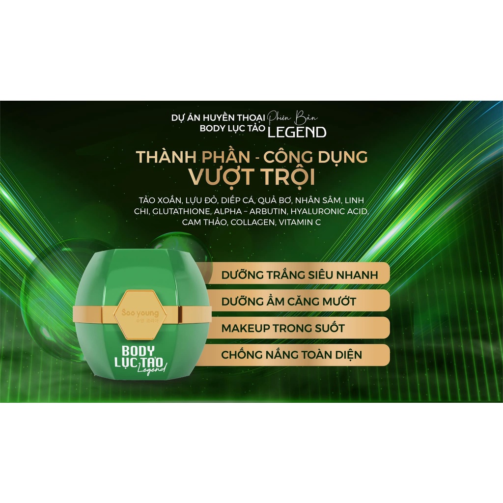Kem Body Lục Tảo Legend Soo Young - Kem Body Lục Tảo Huyền Thoại Dưỡng Trắng Da Toàn Thân