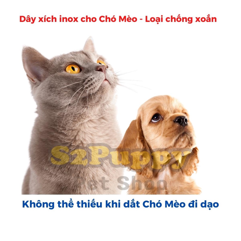 Dây xích inox cho Chó mèo không ghỉ chống xoắn - Xích chó mèo inox