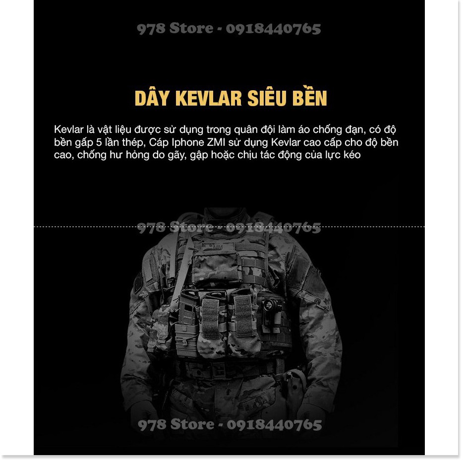 Dây sạc Lightning siêu bền bọc Kevlar Xiaomi Zmi - Cáp sạc Lightning siêu bền bọc Kevlar ZMI AL803 - ChuyenMi