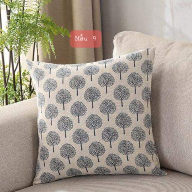 Vỏ Gối Tựa Lưng Sofa Vuông 45x45 Chất Liệu Vải Canvas Cao Cấp Hiện Đại Họa Tiết Cây Tròn Nhạt