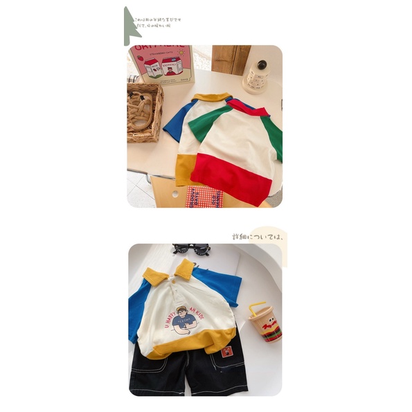 [Babycat] Hàng Có Sẵn Áo Thun POLO Tay Ngắn Phối Màu Tương Phản Thời Trang Mùa Hè Phong Cách Nhật Bản Hàn Quốc Cho Bé Trai Và Bé Gái