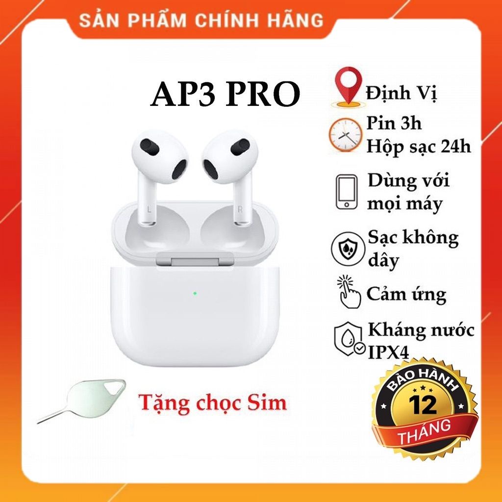 Tai Nghe airpods,Tai nghe AP3 Không Dây Bản Cao Cấp Sạc Không Dây Đổi Tên Pin Trâu Dùng cho Tất Cả Các Dòng Máy