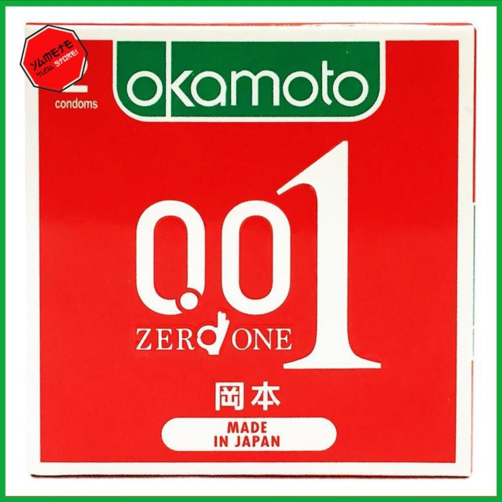 [ Tặng 1 Hộp BCS Purity Tinh Khiết ] Bao Cao su Okamoto 0.01 PU Mỏng nhất thế giới Truyền Nhiệt Nhanh Hộp 2 cái