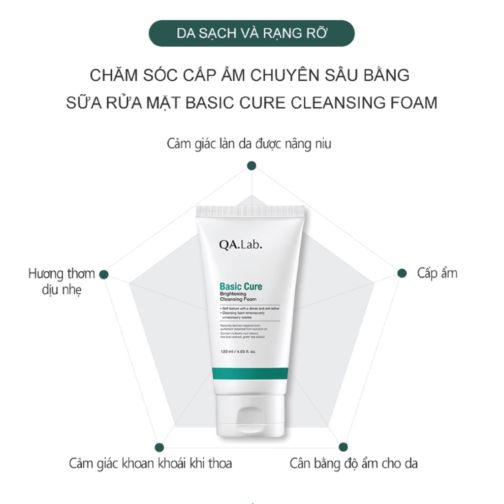 Sữa Rửa Mặt Làm Sáng Da Cao Cấp Qa.Lab Basic Cure Brightening Cleansing Foam 120ml