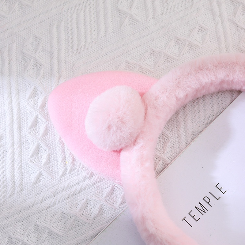 Băng Đô Cài Tóc Rửa Mặt Hình Tai Mèo Phủ Lông Dễ Thương Cho Nữ