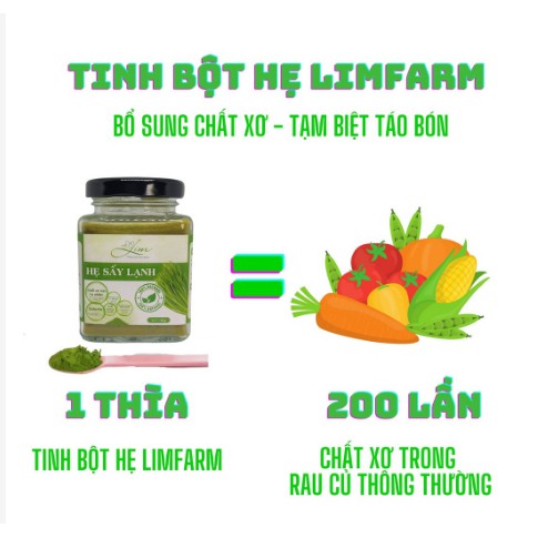 Tinh Bột Hẹ Sấy Lạnh LimFarm Nguyên Chất 100% Hũ 150Gram - Hỗ Trợ Giảm Táo Bón , Biếng Ăn - LIM