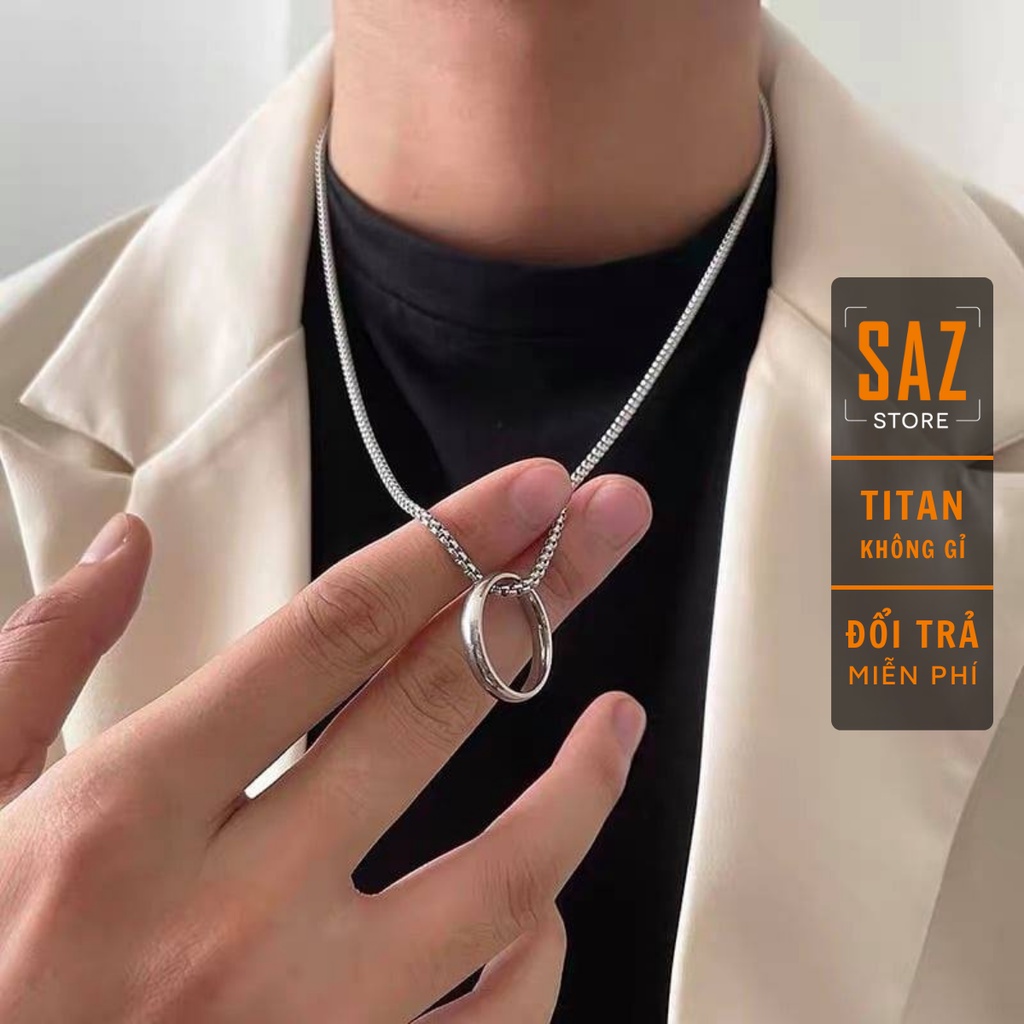 Vòng cổ nam nữ unisex dây chuyền Saz store màu bạc Titan đẹp phụ kiện thời trang- R Chain
