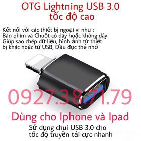 (CÓ SẴN) Cáp OTG Lightning sang USB 3.0 dùng cho Iphone và IPad cho tốc độ truyền tải cao