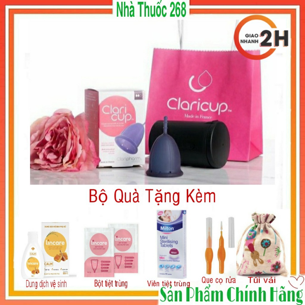 Claricup Côc Nguyệt San Nhập Khẩu Pháp Tặng gel rửa+ hộp đựng+túi