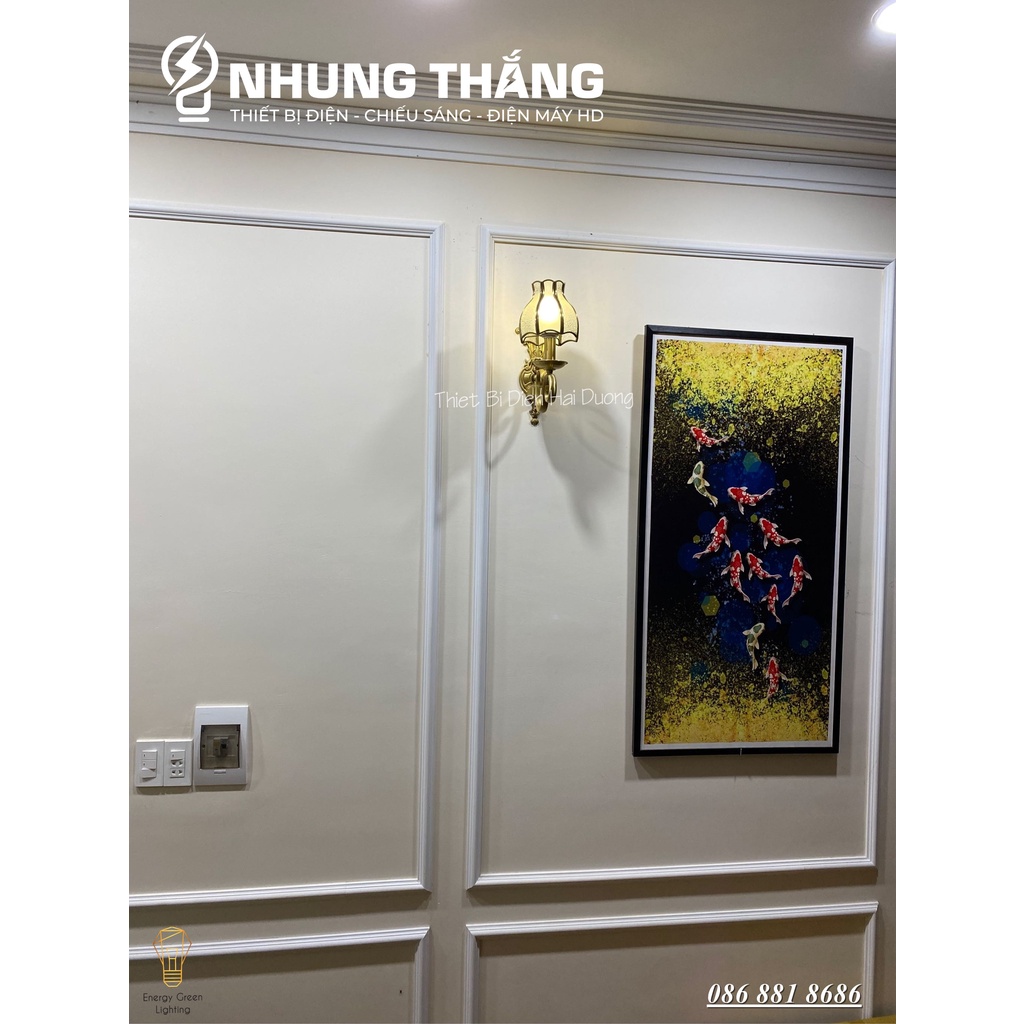 Đèn Gắn Tường Cao Cấp Đồng Nguyên Chất Trang Trí Cổ Điển - B0821 - Đui E14 - Đã bao gồm bóng