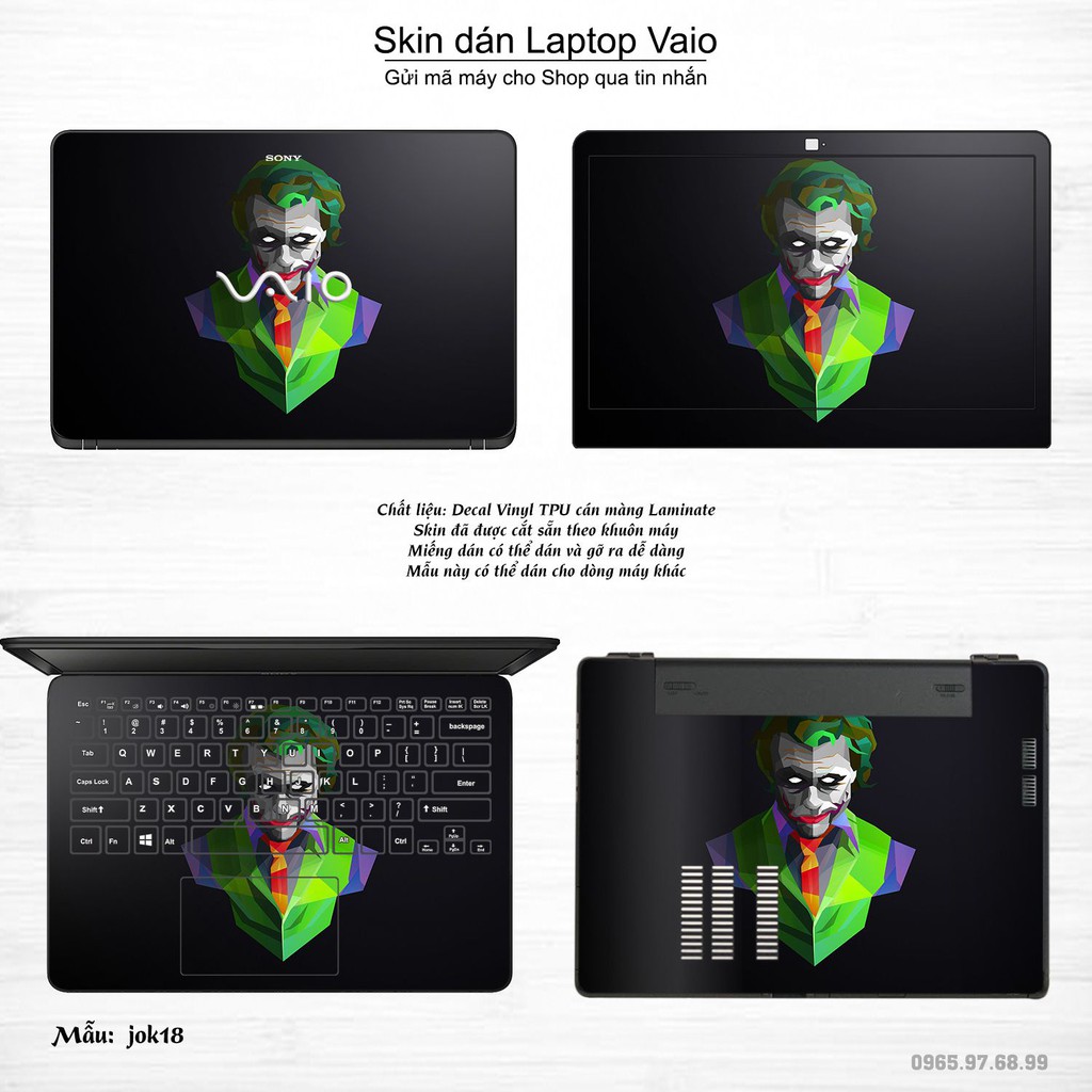 Skin dán Laptop Sony Vaio in hình Joker nhiều mẫu 3 (inbox mã máy cho Shop)