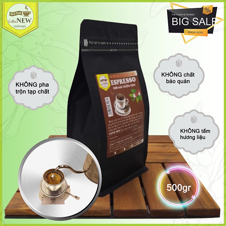 500gr Cafe ESPRESSO Nguyên Chất Dạng Hạt Máy - Hương thơm thanh thoát - Thể chất nhẹ-vị đậm nhất, đắng nhất - Coffee New | BigBuy360 - bigbuy360.vn