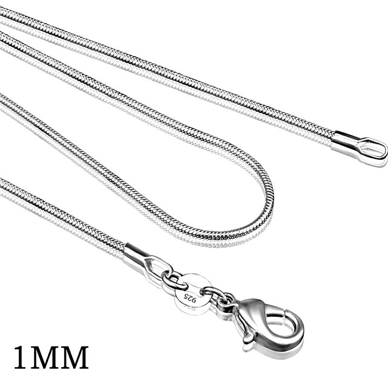 Vòng cổ Mạ Bạc 925 1mm 16 &quot;18&quot; Thời Trang