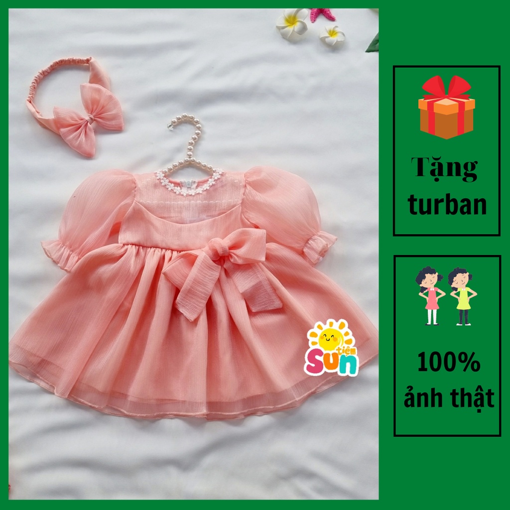 𝗧𝗮̣̆𝗻𝗴 𝘁𝘂𝗿𝗯𝗮𝗻 Size 3-17kg  Vải thô hoa mềm mát  Váy cho bé gái