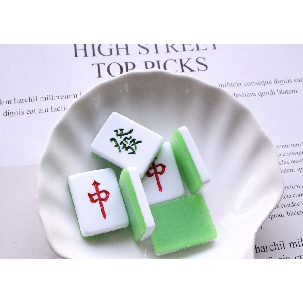 Charm (C54) slime/ Dụng Cụ Charm Trang Trí [Ko Keo &amp; Nút] Hình Thẻ Mạt Chược (2.1x2.85x0.6 cm)