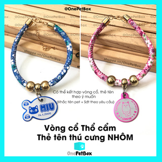 Vòng cổ thú cưng thổ cẩm & Thẻ tên NHÔM (tặng chuông) OnePetBox
