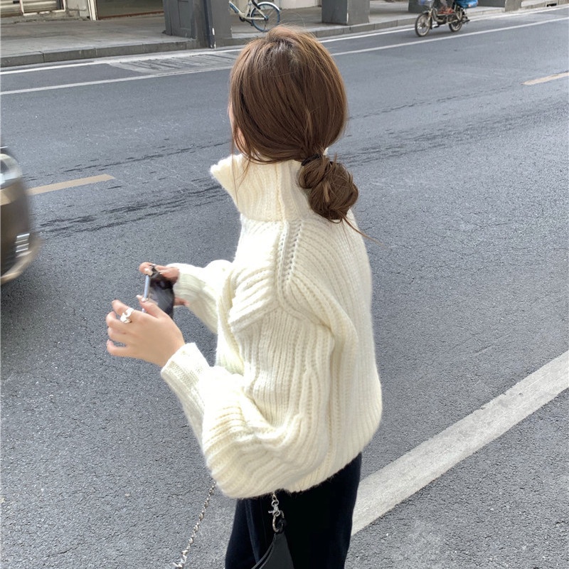 Áo khoác cardigan dệt kim cổ đứng dáng rộng phong cách hàn quốc thời trang cho nữ