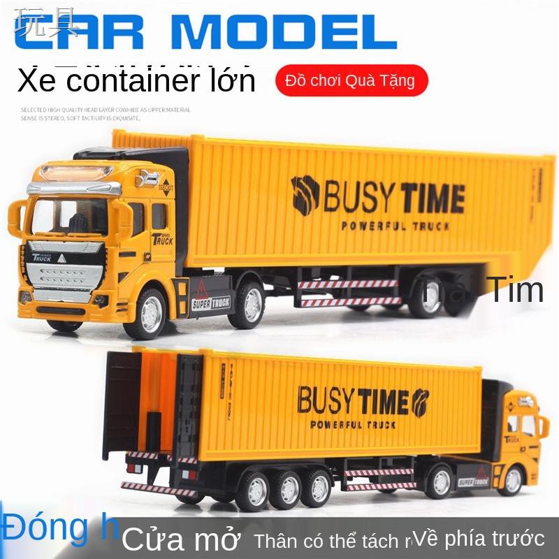 EHợp kim xe container sơ mi rơ moóc mô phỏng kỹ thuật phương tiện giao thông kéo lại cậu bé đồ chơi trẻ em