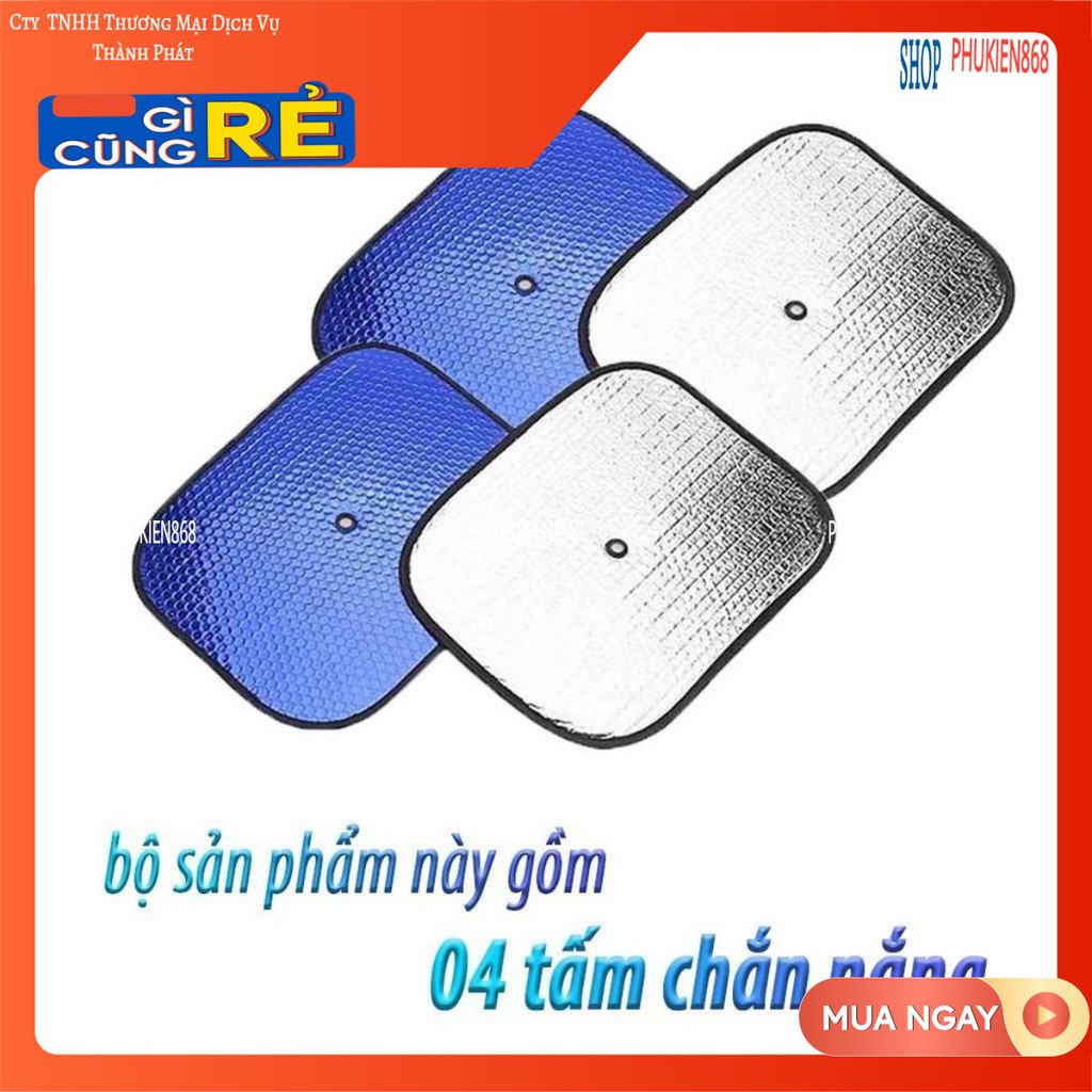 Bộ 4 tấm chắn nắng - tấm che nắng ô tô xốp bạc dày dặn