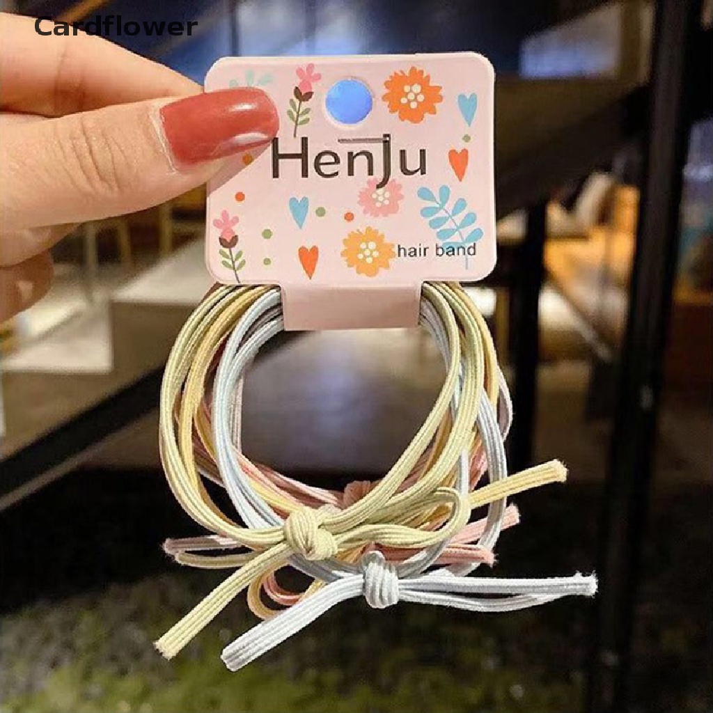 &lt; Cardflower &gt; Set 6 Dây Buộc Tóc Cao Su Thắt Nơ Hai Trong Một Đơn Giản Phong Cách Hàn Quốc