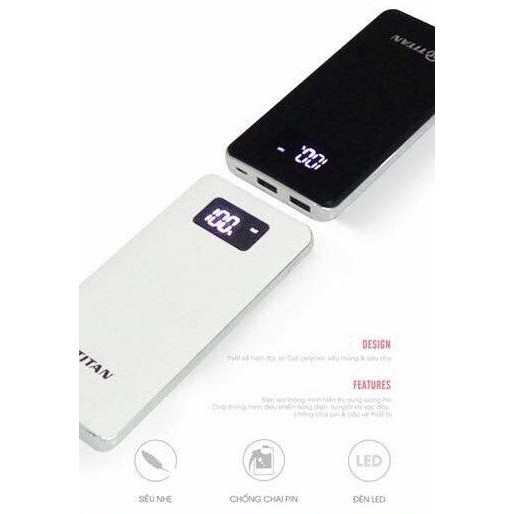 Sạc dự phòng Titan 11000mAh hiện % pin