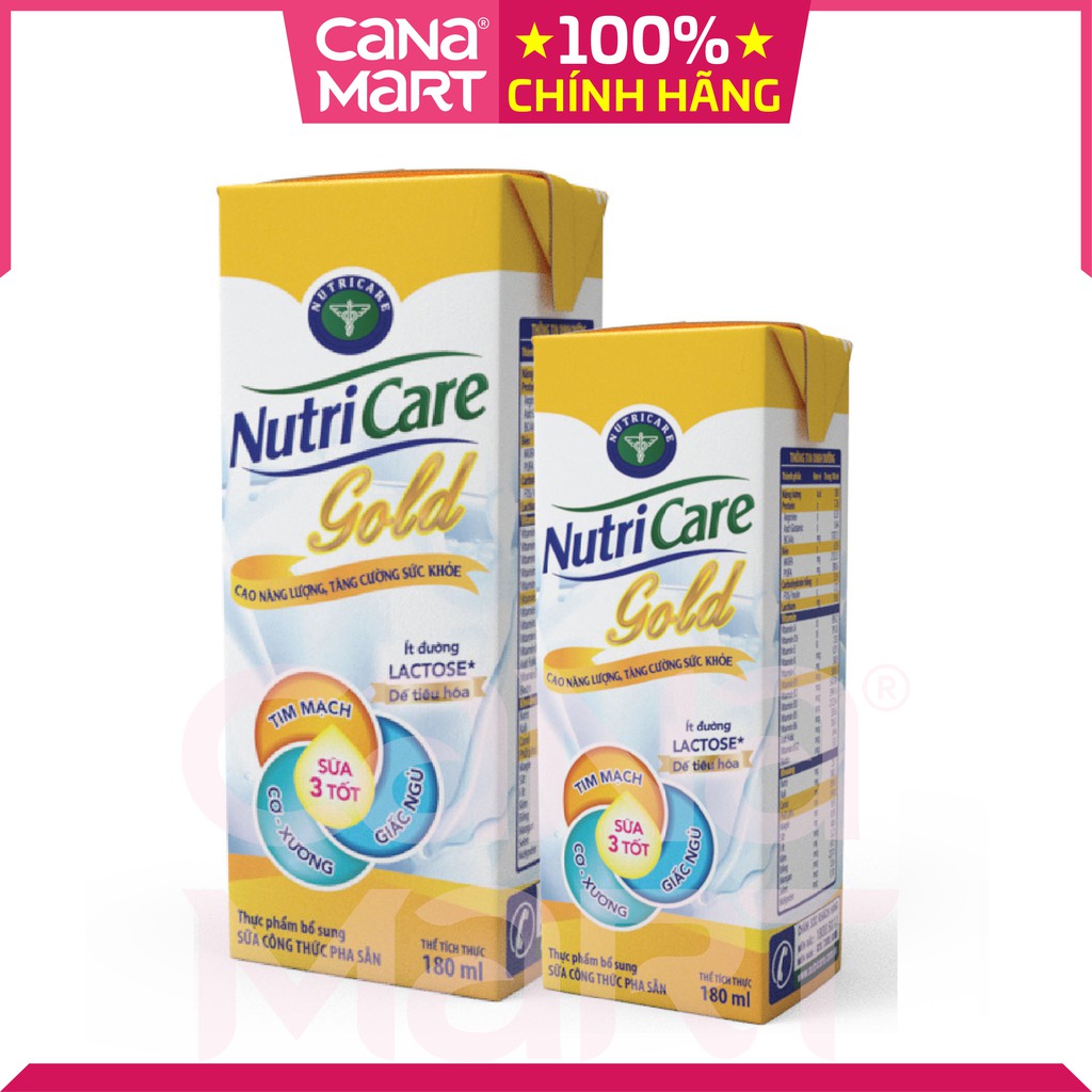 Combo 8 hộp sữa nước Nutricare Gold dinh dưỡng cho người bệnh, người lớn tuổi, người cần phục hồi sức khỏe (180ml)
