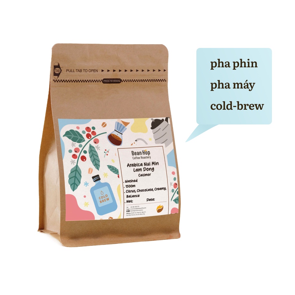 Cà phê Arabica Núi Min Rang Light Pha Cold Brew Pour Over Pha thủ công