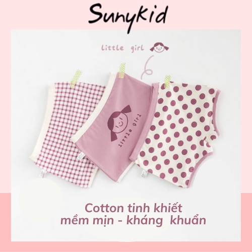 Quần lót bé gái combo 3 quần chíp trẻ em cotton chấm bi HCN009 Sunykid cho bé từ 2- 8 tuổi