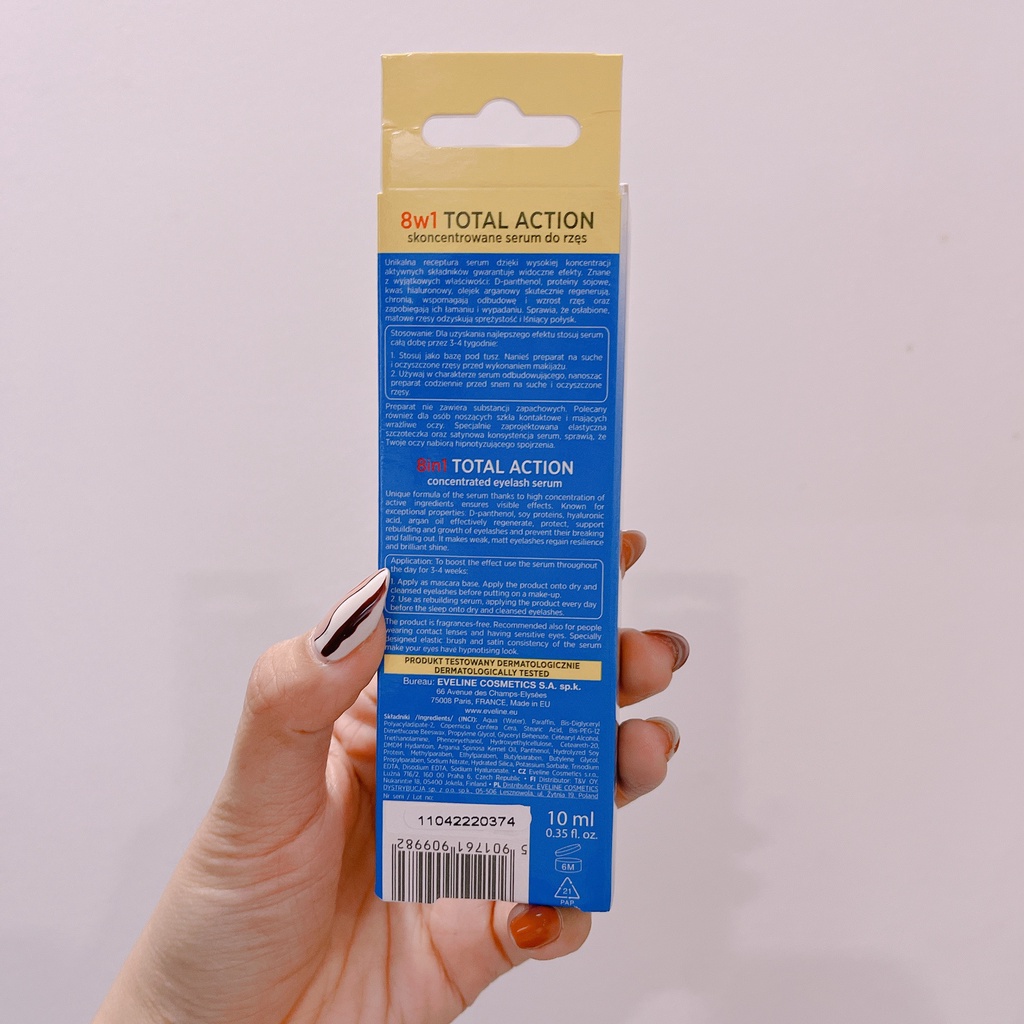 Tinh Chất Dưỡng Mi Eveline 8 in 1 Total Action Lash Therapy Professional 10ml