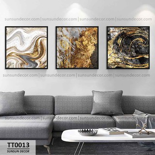 Bộ 3 Tranh Canvas canvas trừu tượng vân đá | MS TT0013