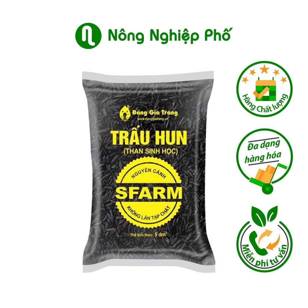 Giá Thể Trấu Hun Nguyên Cánh SFARM Túi 5dm3