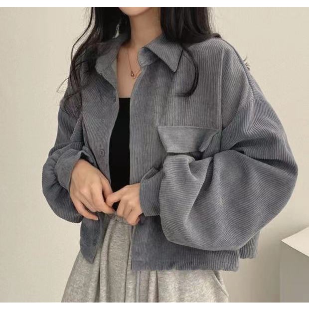 Áo Khoác Tay Dài Dáng Ngắn Phong Cách Hàn Quốc Thời Trang Mùa Thu Cho Nữ