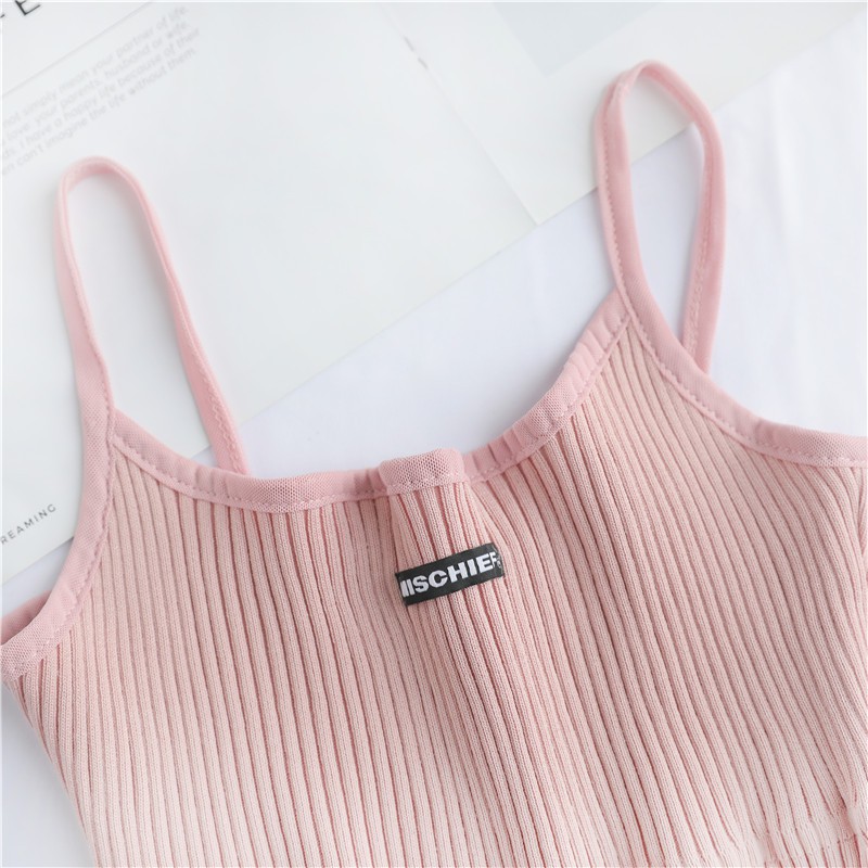 Xiaozhainv Áo Camisole Form Ôm Họa Tiết Thêu Hình Chữ Cái