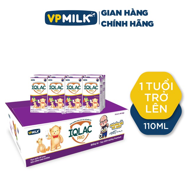 Sữa Pha Sẵn IQLac Pro Biếng Ăn, Suy Dinh Dưỡng Premium VPMilk Thùng 48 Hộp 110ml