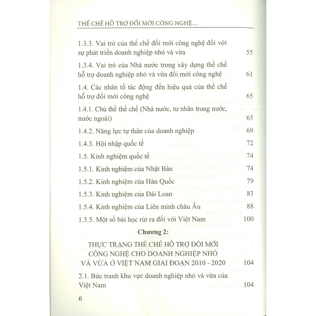 Sách - Thể Chế Hỗ Trợ Đổi Mới Công Nghệ Cho Doanh Nghiệp Nhỏ Và Vừa Việt Nam Trong Bối Cảnh Mới