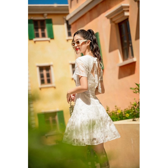 OLV - Đầm Butterfly Ruched Dress in White