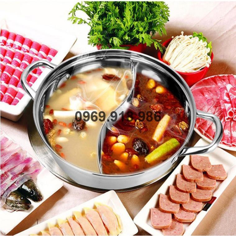 🍺 Nồi Lẩu 2 Ngăn Dùng Cho Bếp Từ Inox 304 30Cm Đẹp Cao Cấp Giá Gốc Sỉ Rẻ 🍒 Tổng Kho Gia Dụng Sài Gòn 🍒